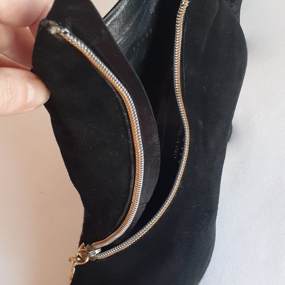 St. John Black Ankle Boots with Gold Accent - Picture 5 of 15